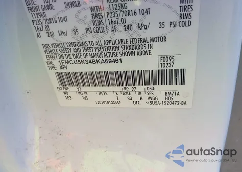 2011 Ford Escape Hybrid from USA, damaged, VIN 1FMCU5K34BKA69461